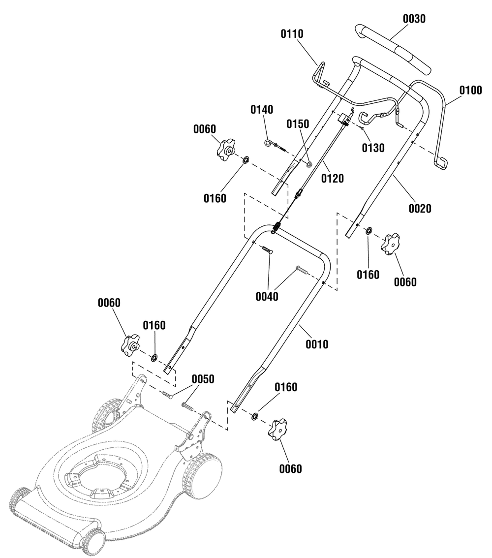 Handles Group (881308_881309) Diagram and Parts List for 881549-MXM500,500SERIES 2012 Briggs and Stratton Lawn Mower